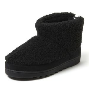 Dearfoams Women's Outdoor Whitney Teddy Ankle Boot Slipper, Black, 7-8